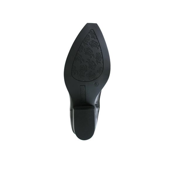 WESTERN COWBOY BOOTS MID HEIGHT POINTED TOE BLOCK HEEL HALF SIDE ZIP BLACK 10M - Picture 2 of 7